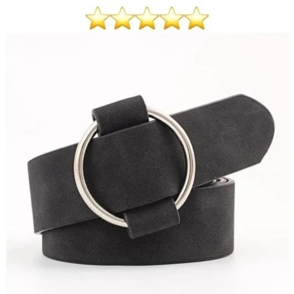NEW Faux Vegan Leather Belt in Black - Picture 3 of 12